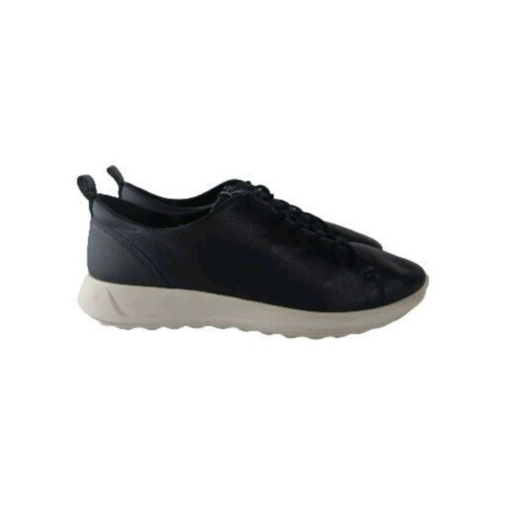 Ecco Womens Sneakers Shoesβ Black Leather Flat Comfort Lace Up Casual Size 9